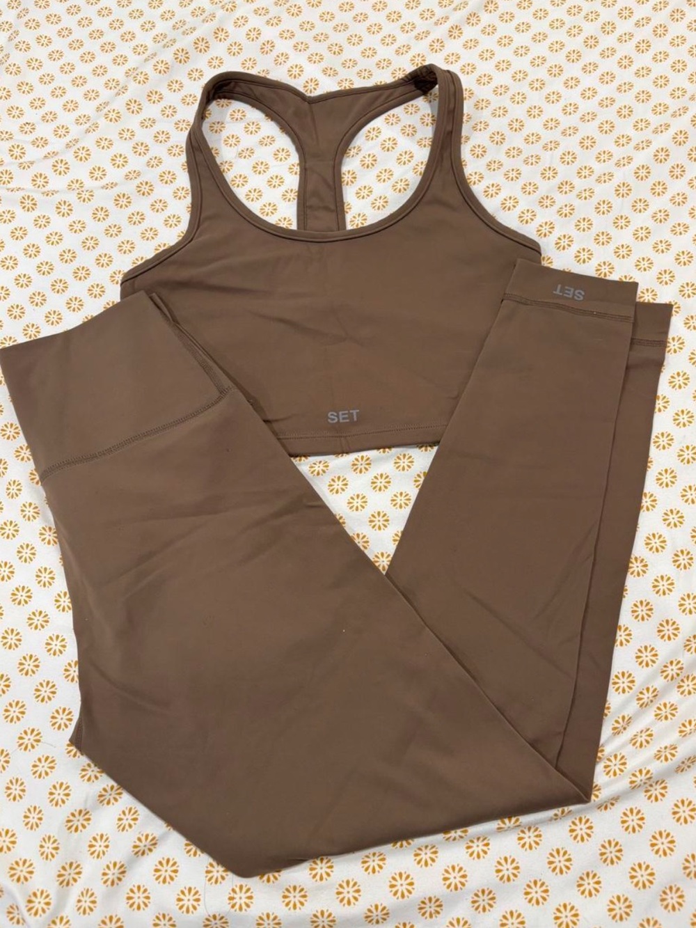 SET Active Brown Racerback Sports Bra and Leggings Set